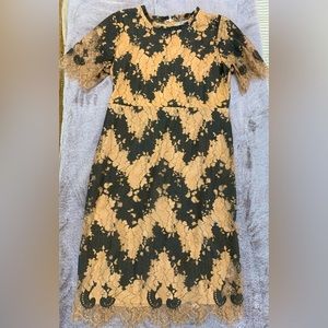 Lace short sleeve midi dress